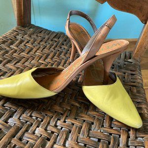 Yellow Slingback Kitten Heels